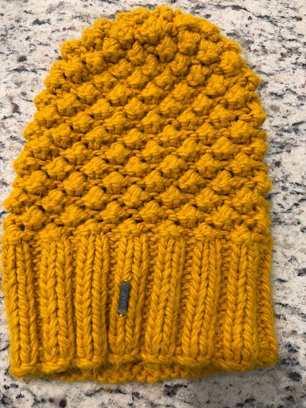 Mustard yellow beanie winter hat